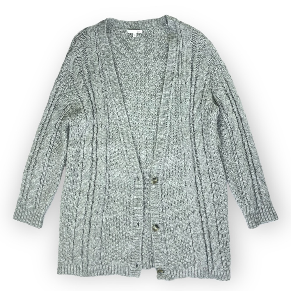 Skin Cashmere Wool Cable Knit Oversized Plush Long Cardigan Knit Sweater
